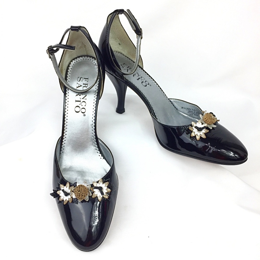 Franco Sarto Patent Leather Floral Applique Pumps